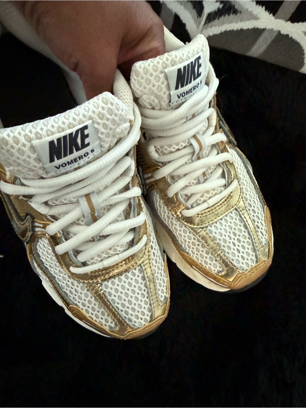 Nike Women's White & Gold Athletic Running Sneakers - Picture 10 of 12